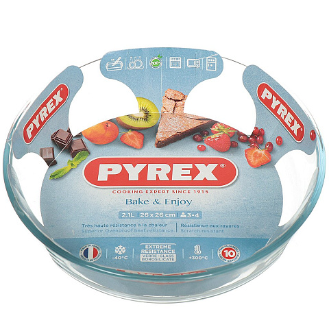 Форма для запекания стекло, 26х26 см, 2.1 л, круглая, Pyrex, Classic, 828B000/5046