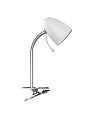 Светильник настольный на прищепке, E27, 60 Вт, серебристый, абажур белый, Ultraflash, UF-376 C01, 14598