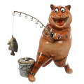 Фигурка декоративная полистоун, Кот-рыбак, 15х10.5х14.5 см, A020284