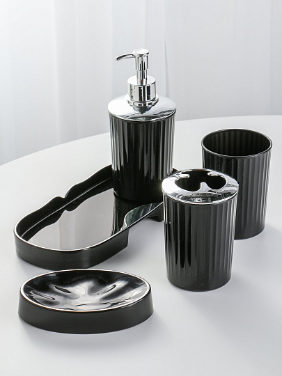 Набор для ванной 5 предметов, пластик, 26х10х12 см, матовый, Y4-11241
