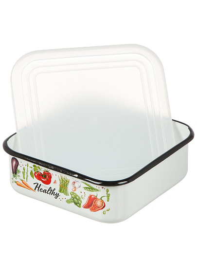 Лоток эмалированная сталь, 1 л, квадратный, Appetite, Veggies, 01-2507п/4