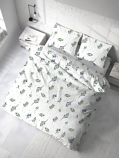 Постельное белье евро, простыня 215х240 см, 2 наволочки 70х70 см, пододеяльник 205х215 см, Bravo, поплин, Олив