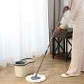 Набор для уборки ведро с отжимом, швабра МОП, бежевый, SPIN MOP, 37995