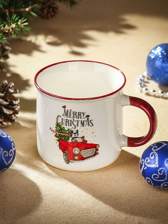 Кружка керамика, 390 мл, Счастливого Рождества, Y4-8547, в ассортименте