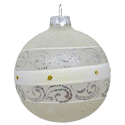 Елочный шар Снежная коллекция-4, 8 см, стекло, КУ-80-213056