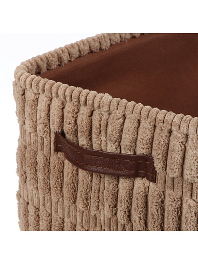 Корзина для хранения, 30х20х20 см, прямоугольная, фланель, коричневая, A190014