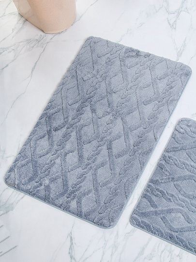 Набор ковриков для ванной и туалета, 3 шт, 0.5х0.8, 0.4х0.5 м, полиэстер, серый, Silvano, Вязание, Y4-11483