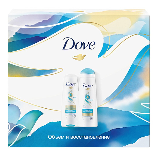 Набор подарочный для женщин, Dove, Объем и Восстановление, шампнуь + бальзам-ополаскиватель