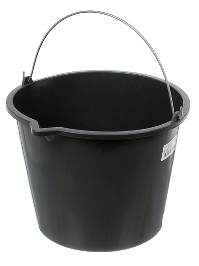 Ведро пластик, 12 л, черное, строительное, со сливом, антиударное, вс12а