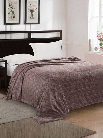 Плед 2-спальный, 180х200 см, велсофт жаккард, 100% полиэстер, Silvano, Lotus, коричневый, 180/005-LOT/LA