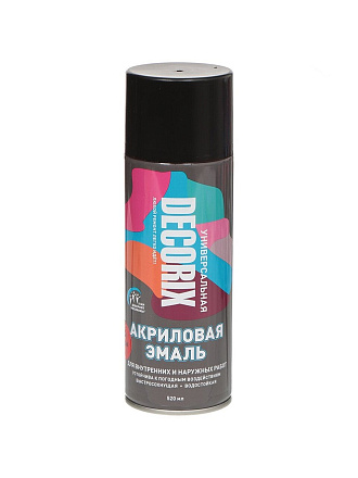 Эмаль аэрозольная, Decorix, универсальная, акриловая, глянцевая, черная, A01, 520 мл