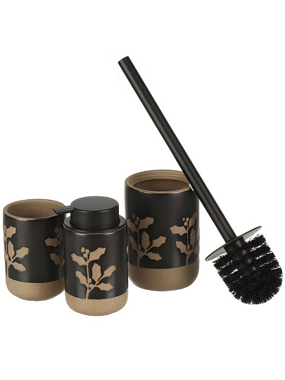 Стакан для зубных щеток, 8x11.2 см, керамика, черный, BCE0766AA-TB