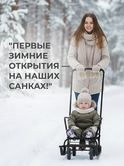 Санки Тимка 5 Универсал, Т5У/Ч, переставная ручка, ремень безопасности, колеса на полозьях, черные, Nika