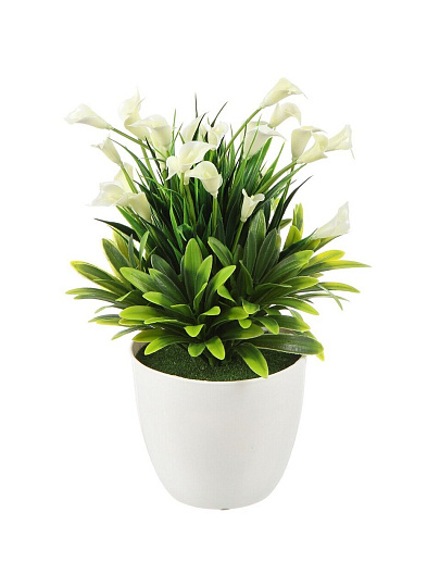 Цветок искусственный декоративный Каллы, в кашпо, 24х9 см, A300102