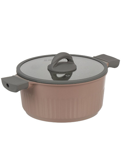 Кастрюля алюминий, антипригарное покрытие, 3.2 л, крышка стекло, Kukmara, Stella, кск32а, капучино