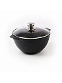 Казан алюминий, антипригарное покрытие, 5 л, Гранит black, с крышкой, черный, Мечта, 55802
