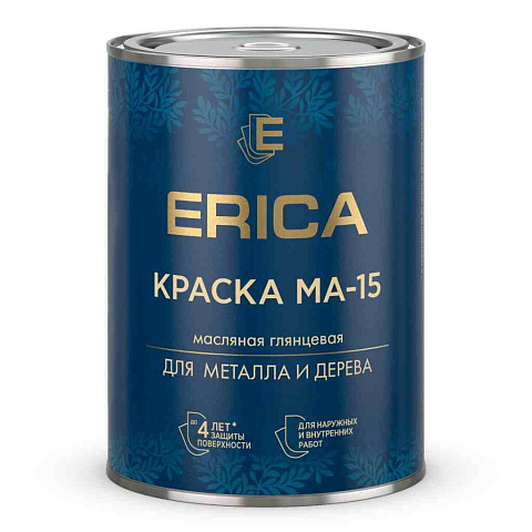 Краска Erica, МА-15, масляная, универсальная, глянцевая, желтая, 0.8 кг