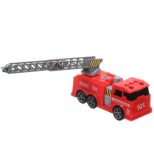 Пожарная машина Технопарк, 17 см, свет, звук, подвижные элементы, пластик, C403-R
