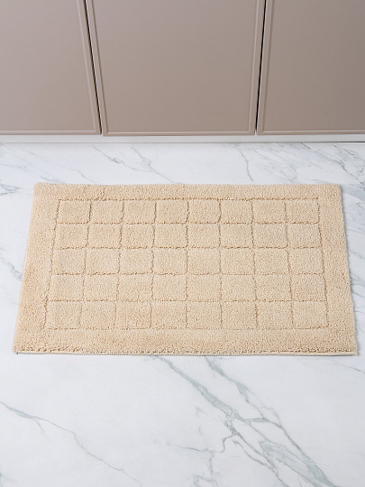 Коврик для ванной, 0.5х0.8 м, полиэстер, молочный, Silvano, Клетка, Y4-11464