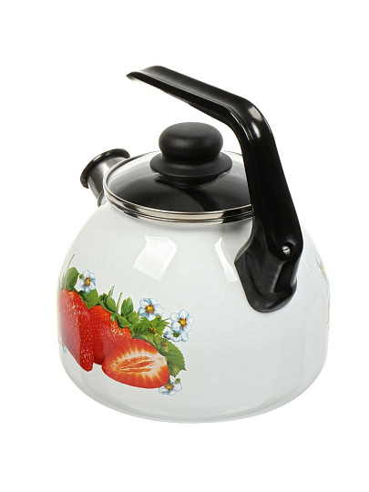 Чайник сталь, эмалированное покрытие, 3 л, со свистком, с пластиковой кнопкой, рисунок в ассортименте, Сибирские товары, индукция, С2717.3