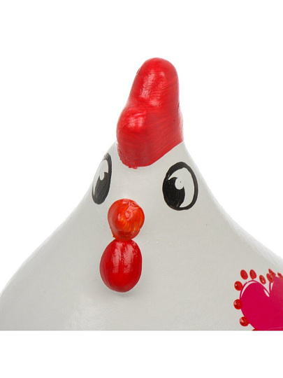 Фигурка декоративная гипс, Курица большая гладкая, 10.8х13.3х14.5 см, с декором, белая, Evis, 28 3102 0971