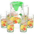 Набор для сока стекло, 7 предметов, кувшин 1500 мл, стакан 180 мл 6 шт, Цитрус, Y3-1352
