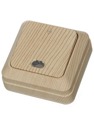 Переключатель открытой установки, одноклавишный, 10 А, пластик, подсветка, IP20, сосна, TDM Electric, Ладога, SQ1801-0048