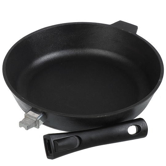 Сковорода чугун, 28 см, Камская посуда, съемная ручка, индукция, с8060