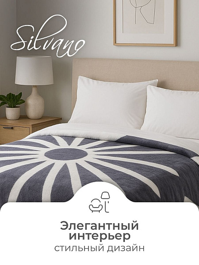 Плед евро, 200х220 см, велсофт, 100% полиэстер, Silvano, Геометрия, бело-серый, SР-153