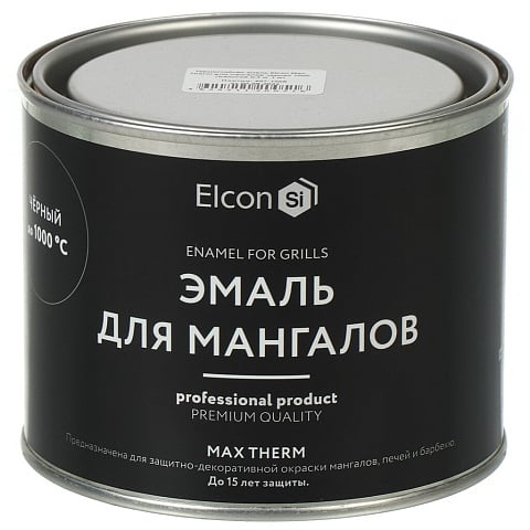 Эмаль Elcon, Max Therm, для мангалов, черная, 0.4 кг, 1000°С