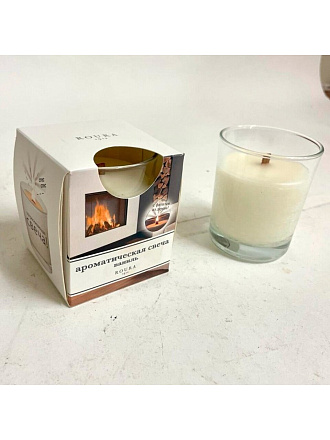 Свеча ароматизированная, 8.5х7 см, в стакане, Roura, Ваниль, с фитилем из дерева, 403721.170