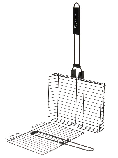 Решетка барбекю 310х240х55 мм, Гурман, черная, антипригарное покрытие, рукоятка дерево, складная, 11100107-1(31-24)