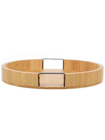 Поднос бамбук, 38.7х5.3 см, круглый, с ручками, ST01438B1