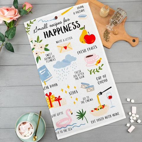 Полотенце кух.«Доляна» Happiness 35х60 см, 100% хл, 160 г/м2, 5423144