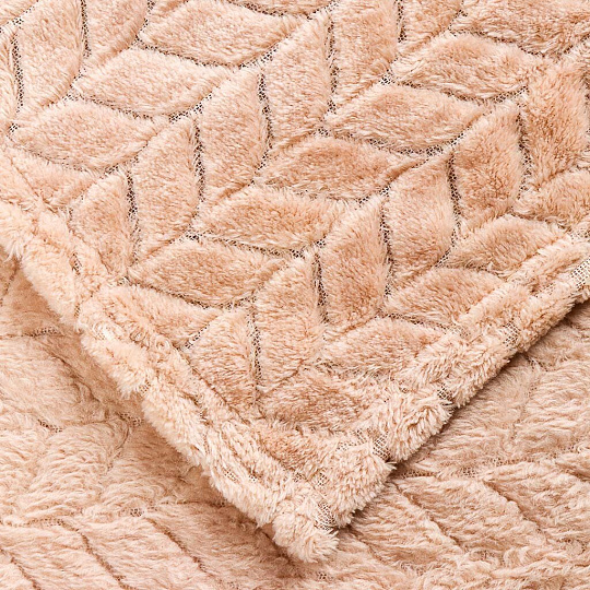 Плед евро, 240х205 см, микрофибра, 100% полиэстер, Marianna, Косичка, бежевый, 58 А