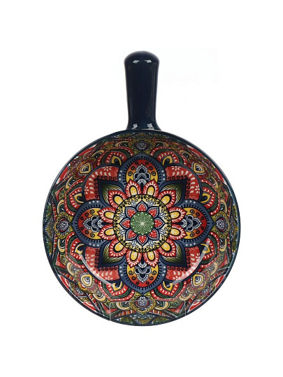 Кокотница фарфор, 16х21.5х5.8 см, круглая, синяя, Nouvelle Home, Arabesque, 860088