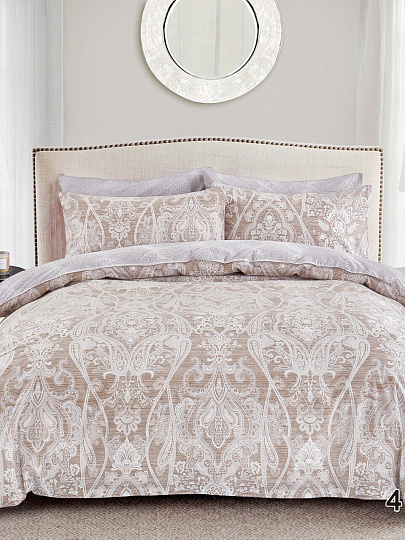 Постельное белье 2-спальное, простыня 200х220 см, 2 наволочки 70х70 см, пододеяльник 175х215 см, Silvano, поплин, бежевое, Оригинальный 20/410-PC/SLV