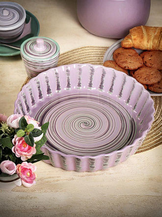 Форма для запекания керамика, 28х28х6 см, 2.5 л, круглая, Борисовская керамика, Лаванда Элегант, ЛАВ00014182