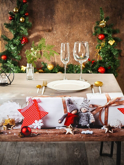 Скатерть 145х180 см, 100% хлопок, Праздничный стол Новогодние подарки, AI-1504040