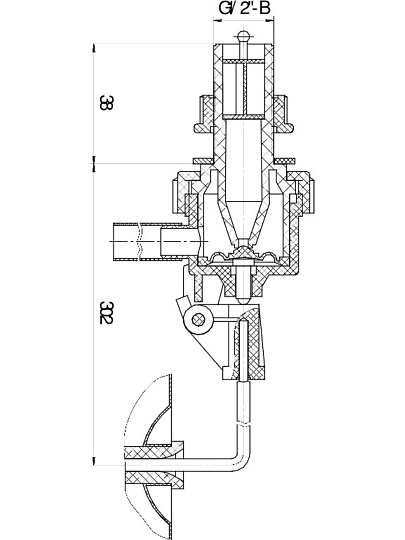 Арматура для бачка унитаза боковая, 1/2&quot;, однорежимная, кнопочная, белая, Инкоэр, СБкпм-Бм-Б-В Р