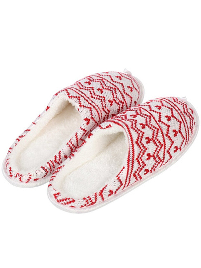 Тапки для женщин, красно-белые, р. 40-41, закрытые, Вязаные, A210104