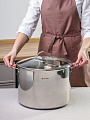 Кастрюля нержавеющая сталь, 18 л, крышка стекло, Daniks, Профессионал, GS-01338-32HCA -18L, индукция