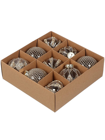 Елочный шар 9 шт, серебро, 8 см, пластик, SYQG- 0124026