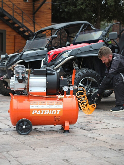 Компрессор масляный, Patriot, Euro 50-260К, 1.8 кВт, поршневой, 50 л, 260 л/мин, 8 бар, прямой, 2850 об/мин