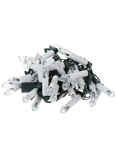 Гирлянда 8 м, 1 режим, Свечи, теплый белый свет, зеленая, в помещении, сетевая, LED