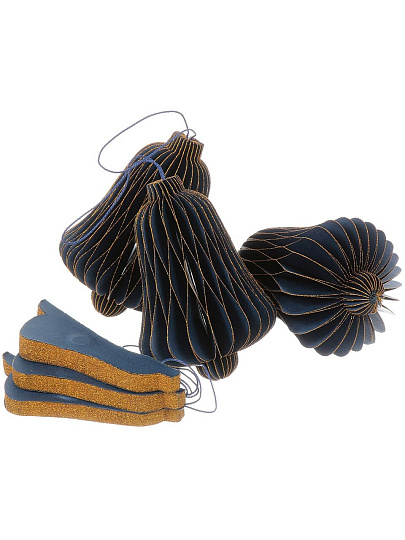 Елочное украшение Колокольчик, 6 шт, синий с блеском, бумага, Y4-9811