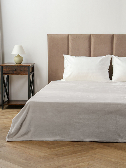 Плед евро, 200х220 см, 280 г/м2, микрофибра, 100% полиэстер, Silvano, Сильвия, светло-серый