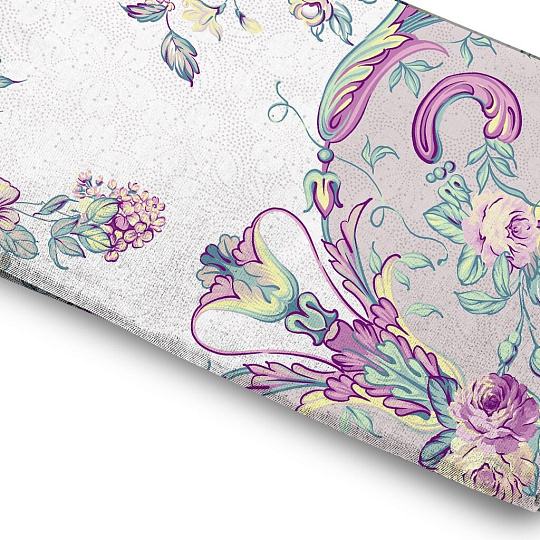 Скатерть 145х145 см, 100% полиэстер, рогожка, 140 г/м2, Шарлиз, Сиреневый букет, 499601