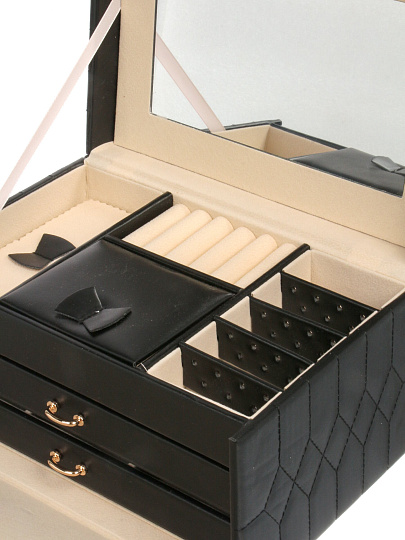 Шкатулка декоративная для украшений, 22х15.5х13 см, черная, A320040