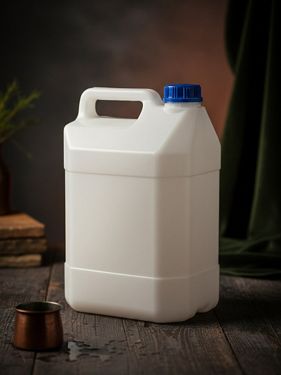 Канистра пластик, для воды, 5 л, прямоугольная, ручка сверху, в ассортименте, Радиан